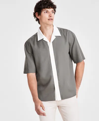 Inc International Concepts Men's Gio Camp Shirt, Created For Macy's In Olive Twist
