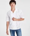 INC INTERNATIONAL CONCEPTS MEN'S IDRIS FLORAL EYELET SHORT-SLEEVE CAMP SHIRT, CREATED FOR MACY'S