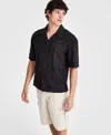 INC INTERNATIONAL CONCEPTS MEN'S IDRIS FLORAL EYELET SHORT-SLEEVE CAMP SHIRT, CREATED FOR MACY'S