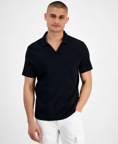 Inc International Concepts Men's Johnny Interlock Polo Shirt, Created For Macy's In Deep Black