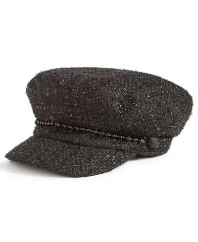 Inc International Concepts Metallic Boucle Skipper Cap, Created For Macy's In Black