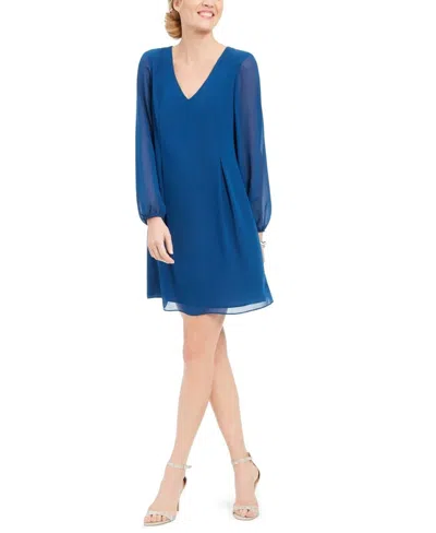 Inc International Concepts Mini Shift Dress Women's Blue Bow Back Fts1355 In Multi