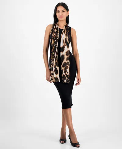 Inc International Concepts Mixed Animal-print Wrap Scarf, Exclusively At Macy's In Natural