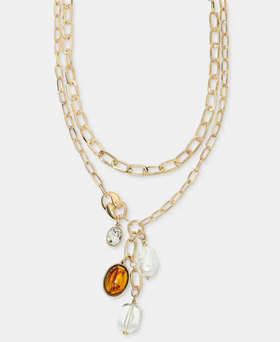 Inc International Concepts Mixed Charm Layered Lariat Necklace, 16-1/2" + 3" Extender, Macy's Exclusive In Multi
