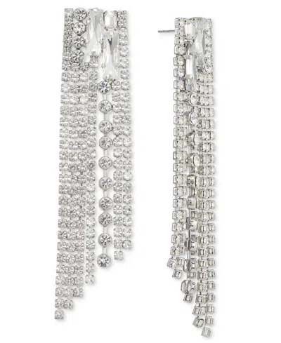 Inc International Concepts Mixed Cut Stone Multi-row Statement Earrings, Created For Macy's In Silver