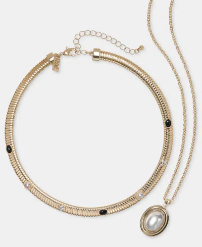 Inc International Concepts Mixed Stone Collar & Pendant Necklaces, 2-piece Set, Macy's Exclusive In Multi