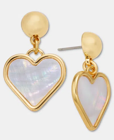 Inc International Concepts Mother-of-pearl Heart Drop Earrings, Macy's Exclusive In Gold