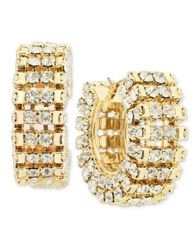 Inc International Concepts Multi Row Crystal Huggie Hoop Earrings, Created For Macy's In Gold