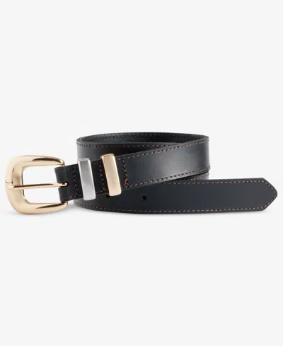Inc International Concepts Multi-tone Hardware Leather Belt, Macy's Exclusive In Black