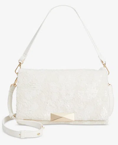 Inc International Concepts Ninah Small Sequin Boucle Clutch Crossbody, Created For Macy's In Vanilla Bc