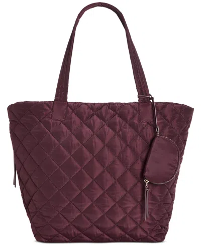 Inc International Concepts Nylon Breeah Extra Large Quilted Tote, Created For Macy's In Burgundy