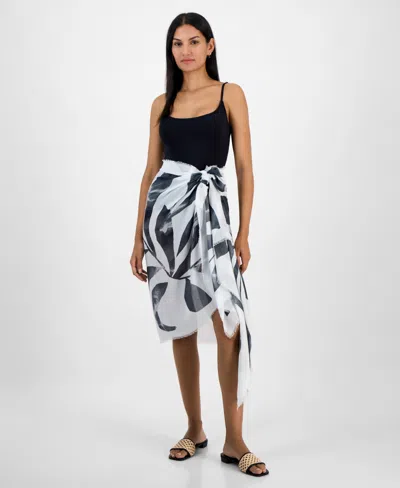 Inc International Concepts Oversized Palm-print Wrap, Exclusively At Macy's In White