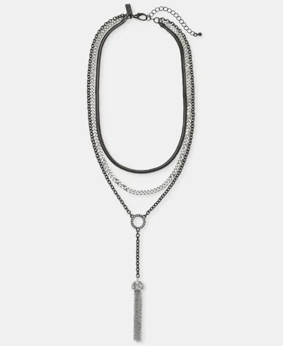 Inc International Concepts Pave Chain Tassel Layered Lariat Necklace, 16-1/2" + 3" Extender, Macy's Exclusive In Black