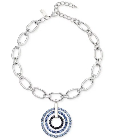 Inc International Concepts Pave Crystal Orbital Pendant Necklace, 17"+ 3" Extender, Created For Macy's In Blue