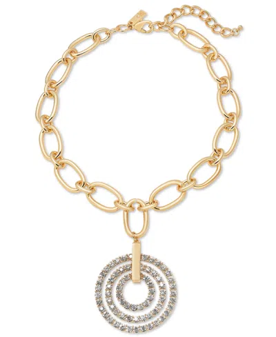 Inc International Concepts Pave Crystal Orbital Pendant Necklace, 17"+ 3" Extender, Created For Macy's In Gold