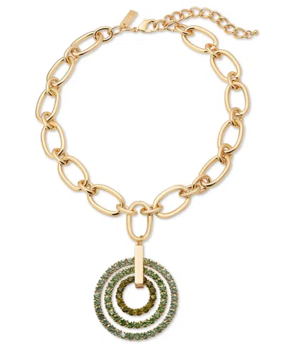 Inc International Concepts Pave Crystal Orbital Pendant Necklace, 17"+ 3" Extender, Created For Macy's In Green