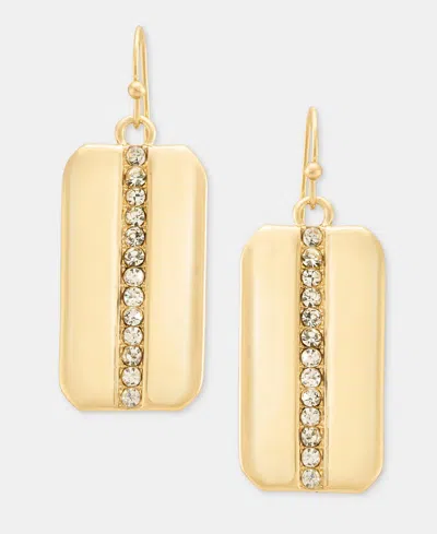 Inc International Concepts Pave Dog Tag Drop Earrings, Macy's Exclusive In Gold,cryst