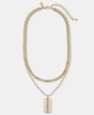 Inc International Concepts Pave Dog Tag Layered Pendant Necklace, 16" + 2" Extender, Macy's Exclusive In Gold,cryst