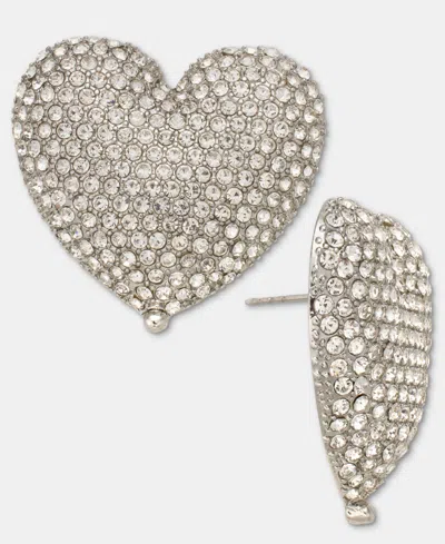 Inc International Concepts Pave Heart Drop Earrings, Macy's Exclusive In Silver