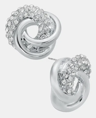 Inc International Concepts Pave Knot Stud Earrings, Macy's Exclusive In Metallic