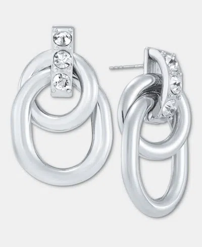 Inc International Concepts Pave Linked Circle Drop Earrings, Macy's Exclusive In Silver