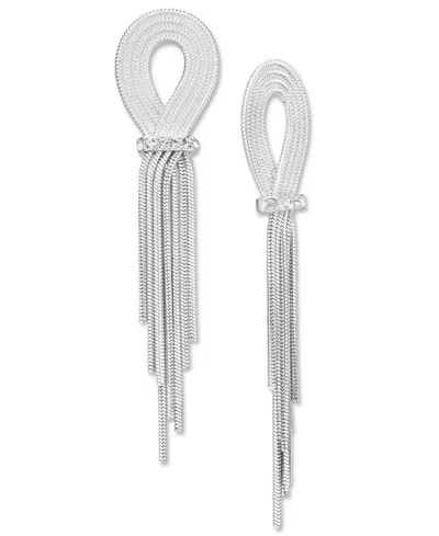 Inc International Concepts Pave Looped Chain Statement Earrings, Created For Macy's In Silver