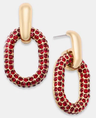 Inc International Concepts Pave Oval Drop Earrings, Macy's Exclusive In Red