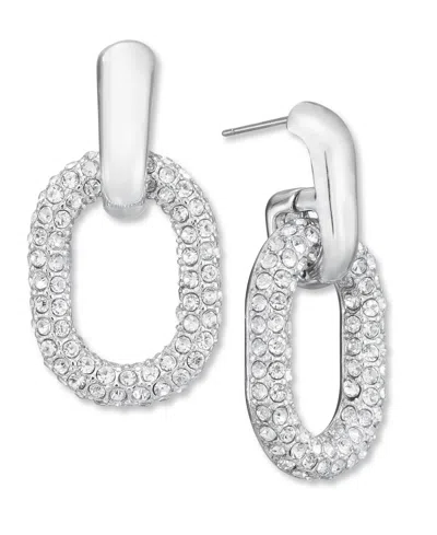 Inc International Concepts Pave Oval Link Drop Earrings, Created For Macy's In Silver
