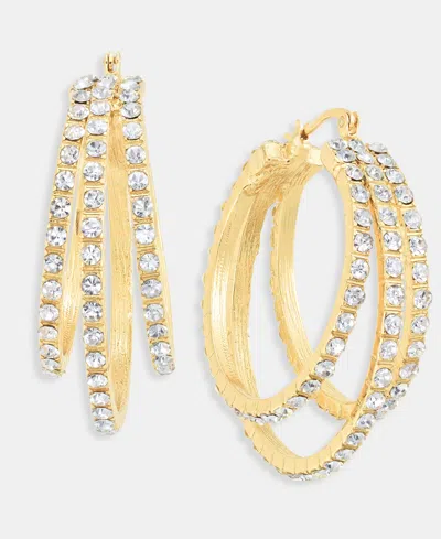 Inc International Concepts Pave Triple Row Hoop Earrings, Macy's Exclusive In Gold