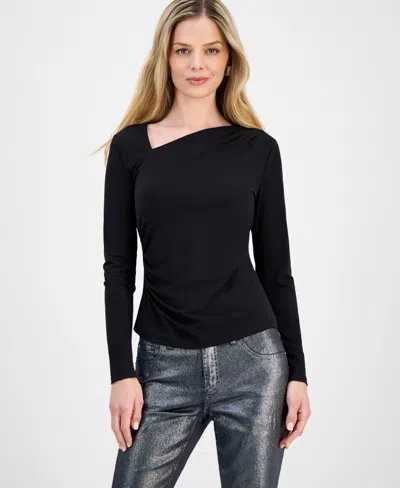 Inc International Concepts Petite Asymmetric Top, Macy's Exclusive In Black