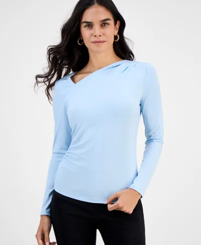 Inc International Concepts Petite Asymmetric Top, Macy's Exclusive In Blue