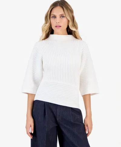 Inc International Concepts Petite Asymmetrical Mock-neck Pullover, Macy's Exclusive In White