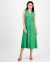 Inc International Concepts Petite Belted Linen-blend Sleeveless Shirtdress, Created For Macy's