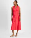 Inc International Concepts Petite Belted Linen-blend Sleeveless Shirtdress, Created For Macy's In Starfish Pink