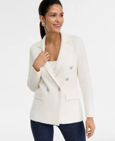 Inc International Concepts Petite Boucle Sweater Blazer, Macy's Exclusive In Brown