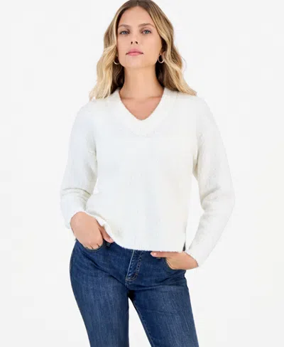 Inc International Concepts Petite Boucle V-neck Sweater, Macy's Exclusive In Magnolia Blossom