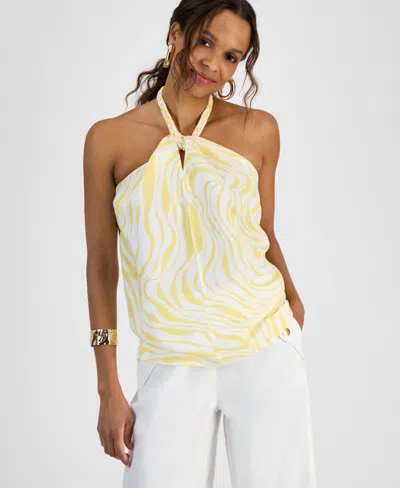 Inc International Concepts Petite Braided Halter Top, Exclusively At Macy's In Mabry Stripe