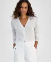 Inc International Concepts Petite Button-front Cardigan, Exclusively At Macy's In Bright White