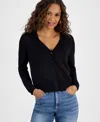 Inc International Concepts Petite Button-front Cardigan, Exclusively At Macy's In Deep Black