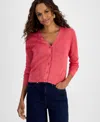 Inc International Concepts Petite Button-front Cardigan, Exclusively At Macy's In Starfish Pink