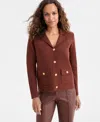 Inc International Concepts Petite Button-front Cardigan, Macy's Exclusive In Brown