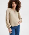 Inc International Concepts Petite Button-sleeve Blouse, Exclusively At Macy's In Skin Deep
