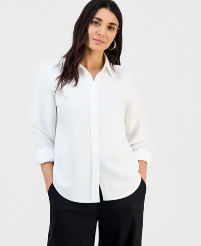 Inc International Concepts Petite Button-front Long-sleeve Shirt, Macy's Exclusive In White