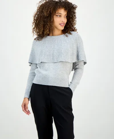 Inc International Concepts Petite Caped Sweater, Macy's Exclusive In Gray