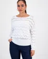 Inc International Concepts Petite Chevron Stitch Sweater, Macy's Exclusive In White