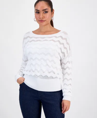 Inc International Concepts Petite Chevron Stitch Sweater, Macy's Exclusive In White