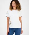 Inc International Concepts Petite Cotton Palm Crewneck Tee, Exclusively At Macy's