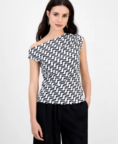 Inc International Concepts Petite Cotton Printed Off-shoulder Top, Exclusively At Macy's