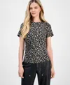 Inc International Concepts Petite Cotton Ruched-side T-shirt, Macy's Exclusive In Black