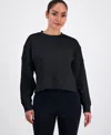 Inc International Concepts Petite Crewneck Long-sleeve Sweatshirt, Macy's Exclusive In Black